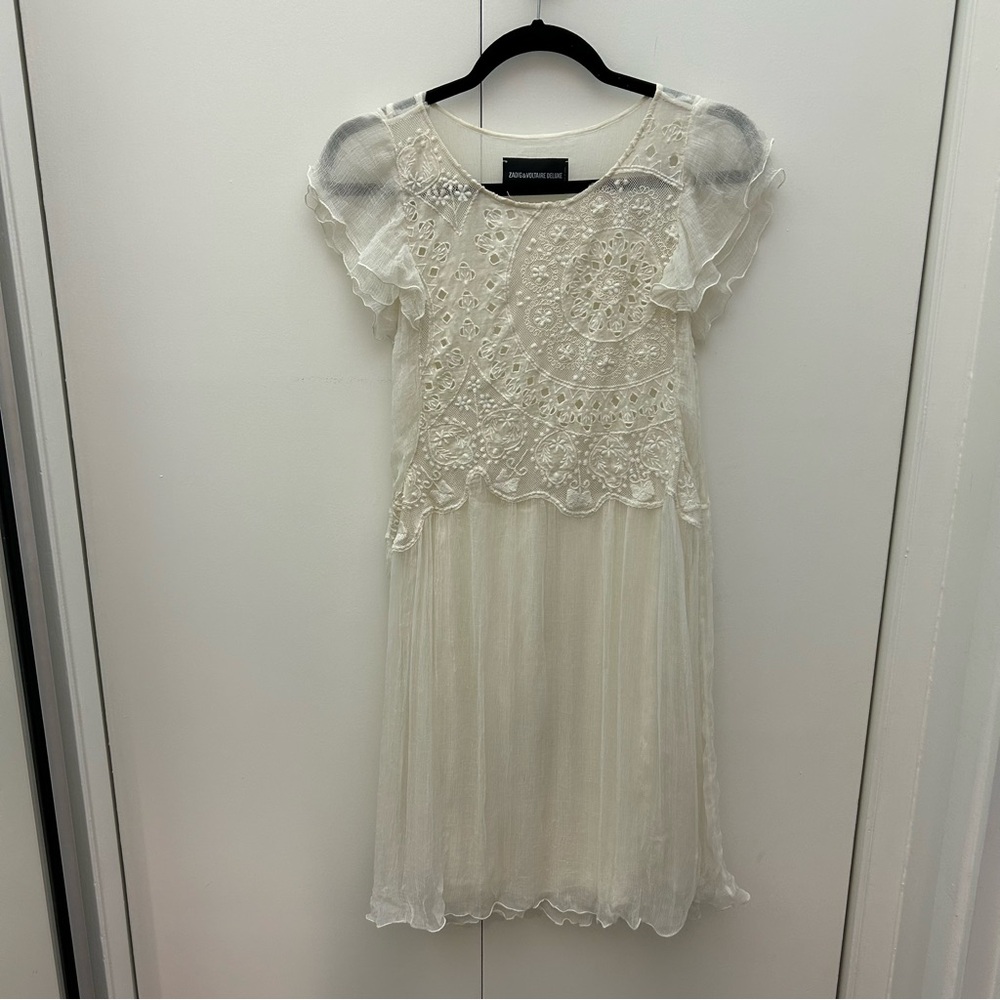 Zadig and Voltaire Sheer Lace Babydoll Dress Coquette Tunic